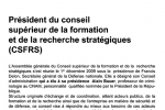 Conseil supérieur de la formation et de la recherche stratégique (CSFRS) – 1er Décembre 2009