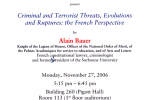 Conférence STANFORD : Criminal and Terrorist Threats, Evoltions and Ruptures : the French Perspective – 27 Novembre 2006
