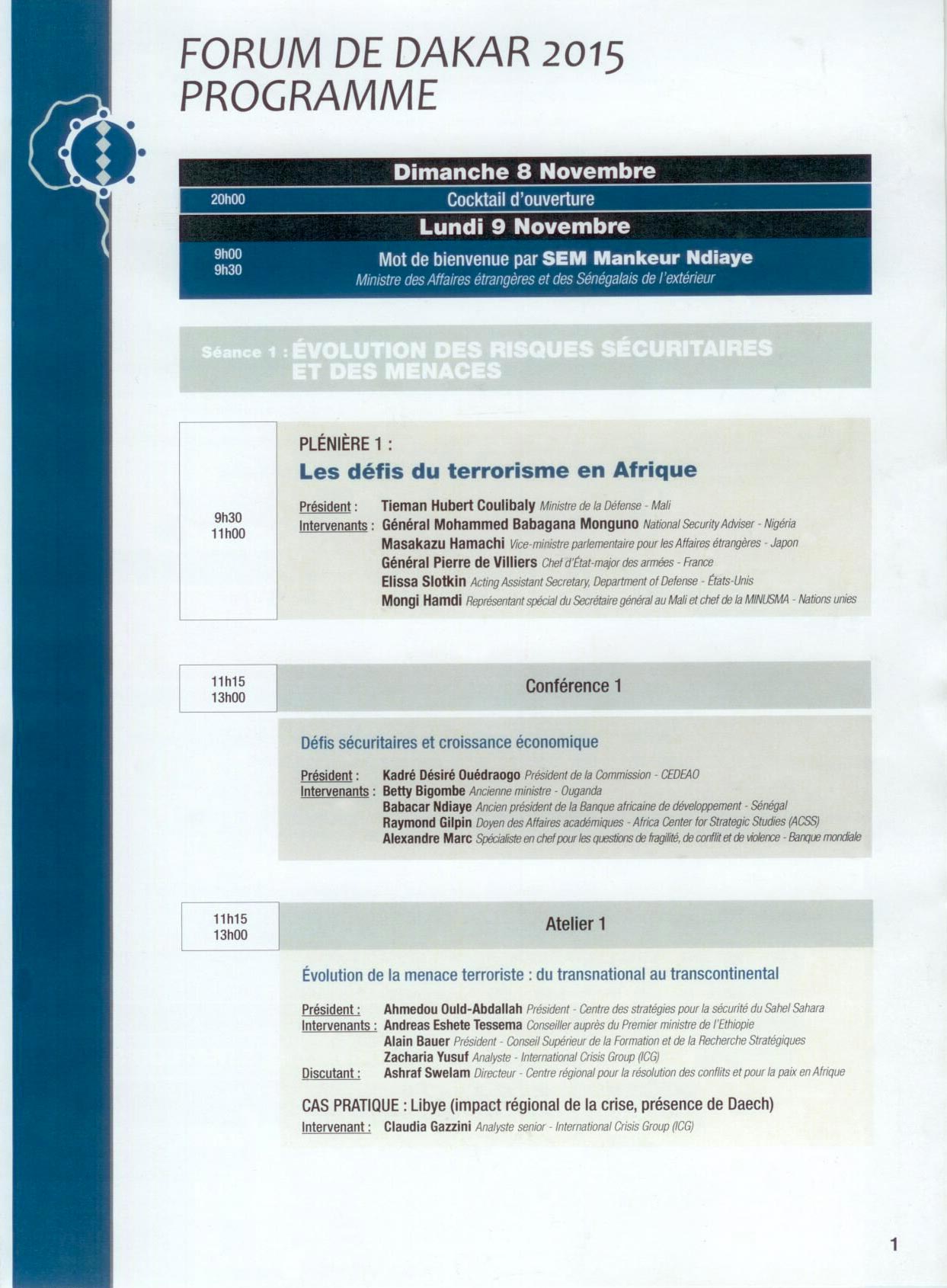 Forum de Dakar - novembre 2015
